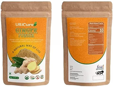 UltiCure Organic Dry Ginger Powder, 150g (Adrak/Sunth) & Garlic Powder - for Cooking & Baking, Everyday Use Natural Powder | Chemical Free | Rich Flavour Vegan, Gluten Free, No Preservatives -