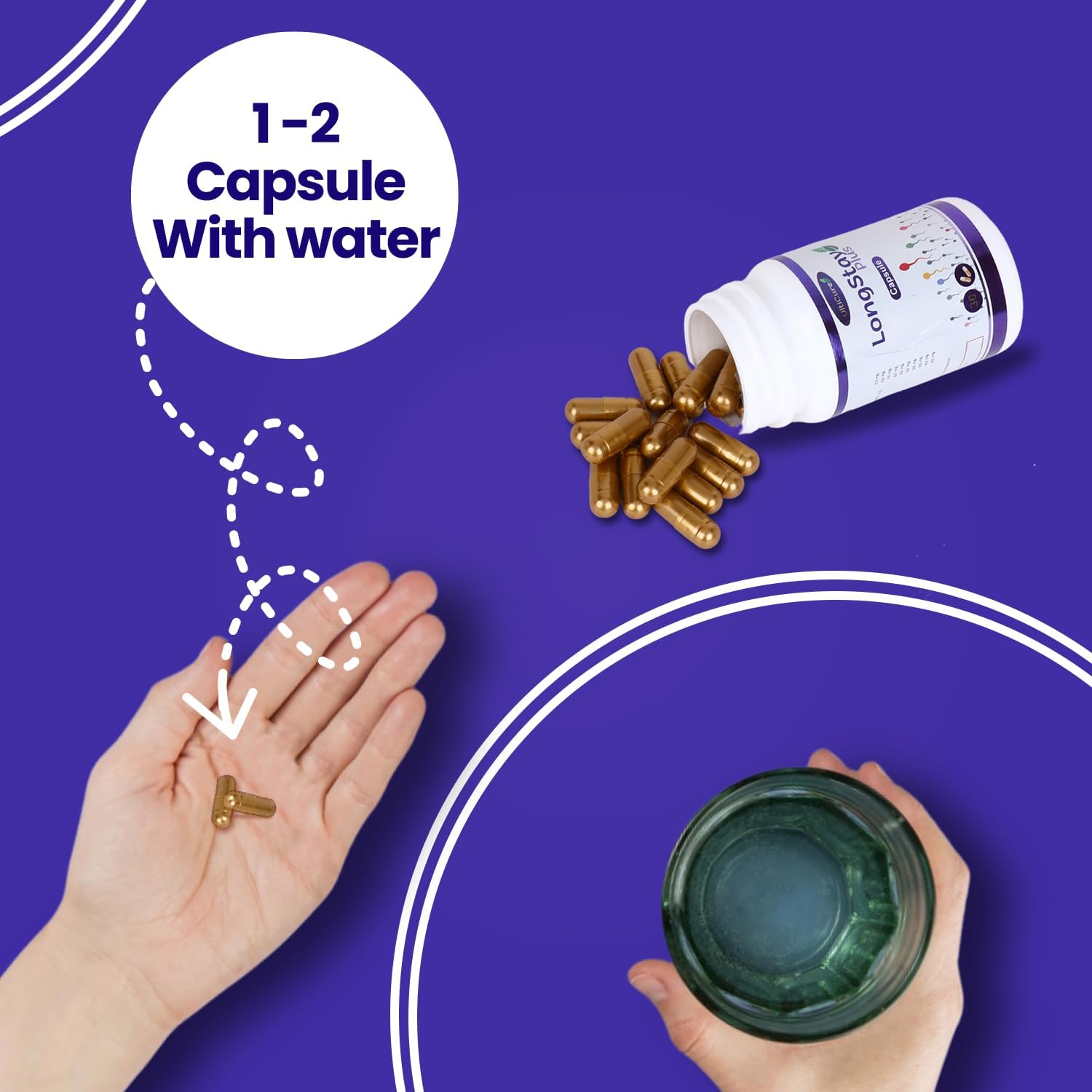 UltiCure Pure Ayurvedic Stamina Booster Capsules - Herbal Blend with Musli, Shilajit, Kavchabeej, Ashwagandha, Satavari, Vidarikand, Goukharu, Jaifal, Abhrak Bhasma - 30 Capsules, (Pack of 1)