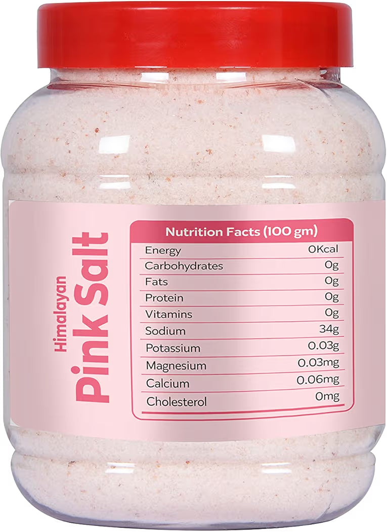 UltiCure Pink Himalayan Rock Salt Powder Jar, 1kg (Additive-Free, Signature Quality) | Premium Sendha Namak Pink Rock Salt Premium |1 kg Namak