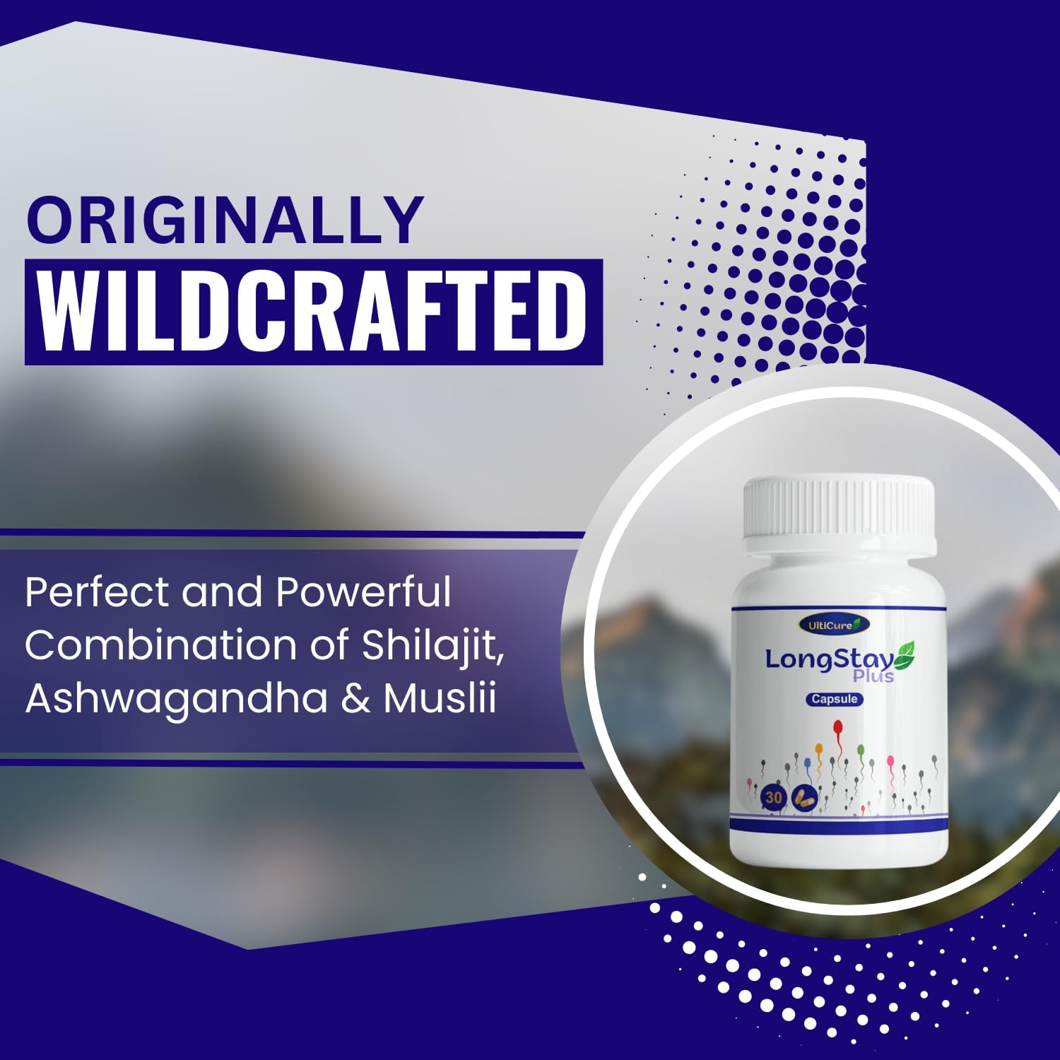 UltiCure Pure Ayurvedic Stamina Booster Capsules - Herbal Blend with Musli, Shilajit, Kavchabeej, Ashwagandha, Satavari, Vidarikand, Goukharu, Jaifal, Abhrak Bhasma - 30 Capsules, (Pack of 1)